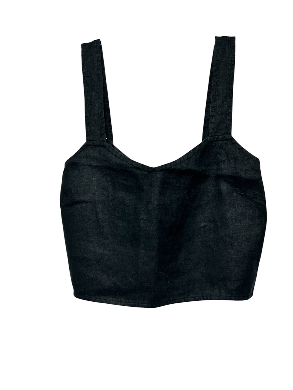Quince 100% European Linen Boxy Cropped Tank / Black/ M